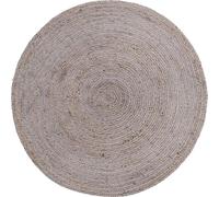 Aizza Trends Indian Handmade Braided Natural Gray Jute Round Rug (4' Round), for Living Room, Bedroom, Dining Room