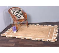 Aizza Trends Indian Handmade Braided Natural Jute Area Rug, Natural Base Off White Floor Carpet Rugs (2 x 4 Feet (60 cm x 120 Cm))