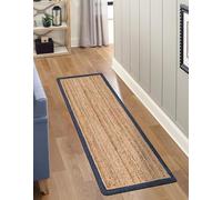 Aizza Trends Indian Handmade Braided Navy Blue Border with Inner Jute Area Rug-Floor Carpet Rug-Bed Side Runner Rug- - 2 x 15 Feet (60 cm x 450 cm)