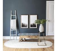 Aizza Trends Indian Handmade Braided White Natural Jute Area Rug- Jute Rug- Dining Room- Living Room Size - 3 x 5 Feet Oval (90 cm x 150 cm)