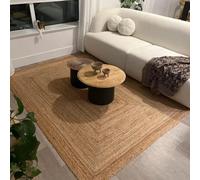 Aizza Trends Natural Jute Rectangle Floor Area Rug - Handwoven Large Rug for Living Room, Eco-Friendly Carpet, Modern Rustic Farmhouse Decor, -5 x 8 Feet (150 cm x 240 cm)