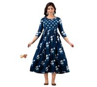 Aizza Trends Women's Maternity Gown |Feeding Gown Kurta | Baby Shower Dress | Feeding Dress-Navy Blue-2, Navy Blue-2, M