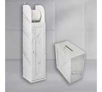 AJ Bathroom Accessory set Toilet Roll Rolder & Storage Tidy Box Marble effect