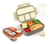AJ GUNNEN 1300ML Bento Box Lunch Box for Adults - 4-in-1 Stackable Leak-Proof Container with Compartments, Sauce Pot, & Cutlery Set | Microwave & Dishwasher Safe | Reusable Tiffin Box for Meal Prep