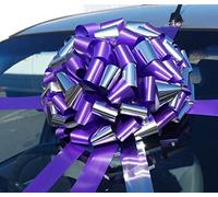 AJ Party Store Large Car Bow, Giant Car Bow Large Gift Bow With Over 80 Loops 14 Inches Bow…Purple and Metallic silver mix