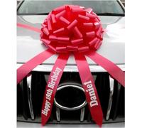 AJ Party Store Personalised Large Gift Car Bow Giant Bow For Birthday Presents Bikes Scooters Hand Made Large Bow For Gift Wrapping Wedding Car Ribbon With Over 80 Loops 14 Inches Bow (Red)