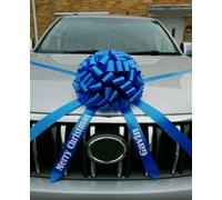 AJ Party Store Personalised Large Gift Car Bow Giant Bow For Birthday Presents Bikes Scooters Hand Made Large Bow For Gift Wrapping Wedding Car Ribbon With Over 80 Loops 14 Inches Bow (Blue)