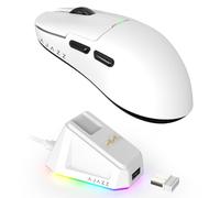 AJ159P SUPERLIGHT Wireless Gaming Mouse with RGB Magnetic Charging Dock, Dual mode 2.4G/USB - C Wired PC Gaming Mice, PAW3395 Sensor, 26000 DPI, 6 Programmable Button, 200Hrs Battery for PC/Mac-White