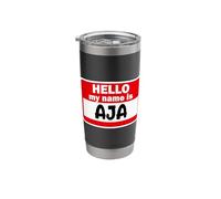 Aja Hello Hi My Name is Tshirt Name On Custom Stainless Steel Insulated Tumbler