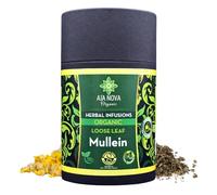 Aja Nova Organic Mullein Loose Leaf Herbal Infusion + 15 Unbleached Tea Bags - Respiratory & Lung Support