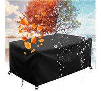 AJALGZ 290x135x75cm/LxWxH Garden Furniture Covers for 4pc Rattan Sets Rectangular Waterproof Cover for Outdoor Sofa Chair Table, Rain Snow Dust Wind-Proof, Outside Garden Table Cover, Black