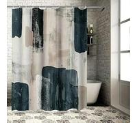 AJALGZ Abstract Black White Dark Green Bathroom Shower Curtain for Modern Home Decor, Waterproof Fabric Bathing Cover(205x205cm/Height)