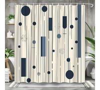 AJALGZ Abstract Geometric Shower Curtain Boho Black & Cream Modern Design Bathroom Decoration for Bathtub Partition(125x155cm/Extra Wide)