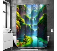 AJALGZ Beautiful Waterfall Bathing Curtain Bathroom Landscape Shower Curtain Waterproof Home Decor Abstract Shower Curtain 200x210cm(WxL) -210cm-Length
