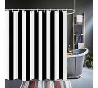 AJALGZ Black and White Striped Shower Curtain Modern Geometric Lines Minimalist Bath Curtains Polyester Bathroom Decor 190x230cm(WxL) -230cm-Length