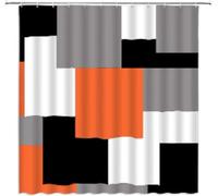 AJALGZ Black White Gray Orange Geometric Pattern Shower Curtain Abstract Modern Bathroom Fabric Bath Curtains WxL:200x205cm/79''x81'' -205cm-Length