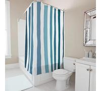 AJALGZ Blue Striped on White Shower Curtain Modern Bath Decoration for Home Bathroom Decor Extra Long Bathing Cover(155x230cm/Cute)
