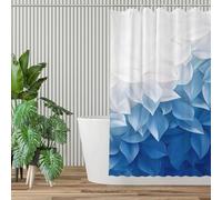 AJALGZ Blue White Intersecting Leaf Shower Curtain, Simple Fabric Design for Bathroom Wall Decor Aesthetic Bath Screen(150x120cm/Waterproof)