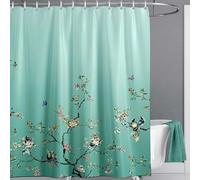 AJALGZ Chinese Floral Birds Green British Style Shower Curtain with Hooks Mint Light Green Turquoise Teal Butterfly Bathroom Curtains WxL:87"x75"/220x190cm Bathroom-Shower-Curtain