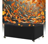 AJALGZ Garden Furniture Cover Waterproof Windproof Anti-UV 420D Oxford Fabric Black Protective Cover for Outdoor Patio Rattan Rectangular/Cube Table & Chair Set - 350x345x55cm/LxWxH
