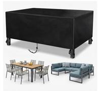 AJALGZ Garden Heavy Duty Table Covers Rectangle Outdoor 310x75x20 cm Garden Furniture Covers for Outdoor Sofa, Waterproof Windproof Black Patio Furniture Protector with Drawstring Windproof Buckle