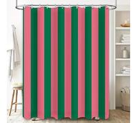 AJALGZ Green Pink Stripe Shower Curtain Waterproof Bath Decoration Bathroom Fabric Shower Panels(100x213cm/Anti Mold)