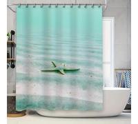 AJALGZ Green Starfish Sea Life Print Neutral Shower Curtain Waterproof Fabric for Bathroom Decor(160x160cm/Anti-Mould)