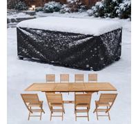 AJALGZ Heavy Duty Garden Furniture Covers 330x100x90cm Waterproof Rip-stop 420D Oxford Fabric, Windproof Anti-UV, Weather Resistant, Indoor & Outdoor Protection for Patio Furnitures, Black