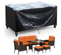 AJALGZ Heavy Duty Waterproof Rectangular Garden Furniture Cover 255x175x105 cm 420D Oxford Outdoor Patio Table and Chair Set Cover, Anti-UV, Windproof, Tear-Resistant All-Season Protector, Black