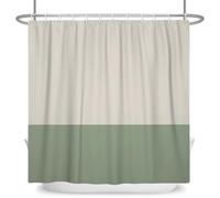 AJALGZ Minimalist Shower Curtain Neutral Two Tone Color Block Waterproof Bath Curtain for Bathroom Decor with Hooks(185x150cm/Washable)