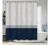 AJALGZ Modern Bath Shower Curtain with Two-Tone Design Blue and White Fabric Bath Screen for Bathroom Decorations(160x215cm/Farmhouse Decor)