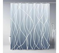 AJALGZ Modern Black and White Striped Corrugated Fabric Bathroom Shower Curtain, Gradient Bathroom Shower Curtain 95x210cm(WxL) -210cm-Length