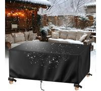 AJALGZ Outdoor Furniture Covers Waterproof 300x250x20cm/Length x Width x Height Heavy Duty 420D Oxford Fabric Windproof Anti-UV Patio Table Cover Outdoor Rattan Sofa Cover, Black