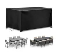 AJALGZ Rectangular Garden Furniture Covers Waterproof 205x150x35 cm Square Outdoor Garden Table Cover 420D Oxford Rattan Patio Table Covers for Outside Garden Furniture Anti-UV, Windproof, Black