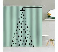 AJALGZ Simple Black Raindrop on Green Shower Curtain Geometry Water Droplets Pattern Polyester Fabric Bathroom Hanging Curtains WxL:180x165cm/71''x65'' Bathroom-Shower-Curtain
