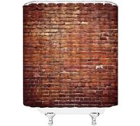 AJALGZ Vintage Red Brown Brick Wall Shower Curtain Retro Stone Brick Rocks Rustic Farmhouse Geometric Bathroom Decor(150x210cm/Extra Long)