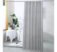 AJALGZ Waterproof Shower Curtain Grey Bathroom Solid Curtain Luxury Bathing Cover with Hooks(240x200cm/Anti-Mould)