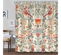 AJALGZ William Morris Shower Curtain, Colorful Bathroom Fabric Decorative Bath Curtain(160x190cm/Extra Long)