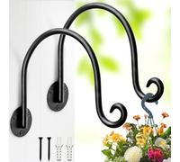 AJART Hanging Plant Hanger Outdoor: Bird Feeder Wall Hooks - 8 Inch Plant Bracket Hook for Hanging Flower Baskets 2 Pieces