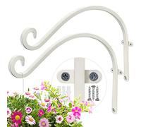 AJART White Plant Hanger Outdoor: 12-Inch Plant Hooks for Wall Indoor - Metal Plant Bracket Hook for Hanging Flower Baskets