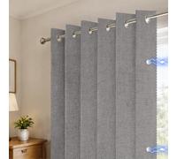 AJAZZ Accordion Blackout Memory Trained Pleated Curtains with Magnetic Closure, Room Darkening Window Treatment Panel for Bedroom,Floor to Ceiling Patio Door, Dark Grey 1 Panel, W45 x L96