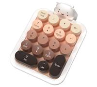AJAZZ AF18 Wireless Numeric Keyboard, 2.4G Portable Mini Number Pad, Retro 18-Key Compact Layout with Cute Detachable Bear Silicone Cover, Ergonomic Design for Laptop/PC/Office-Gradient Brown