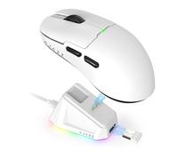 AJAZZ AJ159P Game Mouse PAW3395 Sensor 2.4G/Wired Dual-mode Optical E-sports 400mah Battery Mouse With Magentic Charging Base WHITE