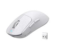 AJAZZ AJ199 Carbon Fiber Gaming Mouse, Wireless 2.4G/BT/USB Wired Tri-mode, Ultra-Light 55g, PixArt PAW3311 Optical Sensor with 24K DPI & 1K Polling, 6 Button Programmable Gamer Office Mice - White