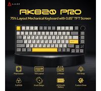 Ajazz AK820/AK820Pro Gaming Mechanical Keyboard Bluetooth 5.1/Wireless/C-Wired Customized Keyboard with Knob Hot Swapping Gasket AK820 White Gray