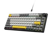 AJAZZ AK820 Wired Mechanical Keyboard,Full-key Hot-Swappable Gasket Mount Gaming keyboard White Light 75% Layout 81 Keys with CNC Knob,PBT Keycaps,Poron Foam-Grey White Yellow