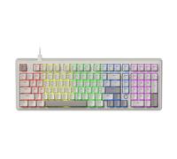 AJAZZ AK980 98% Wired Mechanical Keyboard, QWERTY US layout, Gasket Mount, Rainbow Backlight - Hot-Swap Support- Red Switch - White&Gray