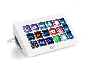 AJAZZ AKP153, Streamer Studio Controller Deck, 15 Macro Keys, Versatile Side Screen, Trigger Actions in Software Like OBS, Twitch, for Content Creators, Streaming, Gaming, Works with Mac/Win/PC, White
