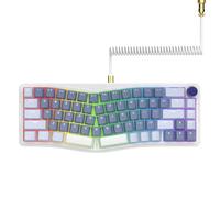 AJAZZ AKS068 Wired Mechanical Gaming Keyboard with Coiled USB C Cable,Gasket Mounted Alice 68 with CNC Knobs,Hot-Swap Red Switch,VIA Programmable Driver,RGB backlight,PBT keycaps,for WIN/MAC-Purple