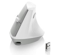 AJAZZ i300 Wireless Vertical Ergonomic Mouse, 2.4Ghz Wireless/Bluetooth, 84g Lightweight, Silent Clicks, 57° Vertical Angle, Reduces Muscle Strain, 1600DPI, Office Mouse for Win/Mac/iPad/Laptop, White